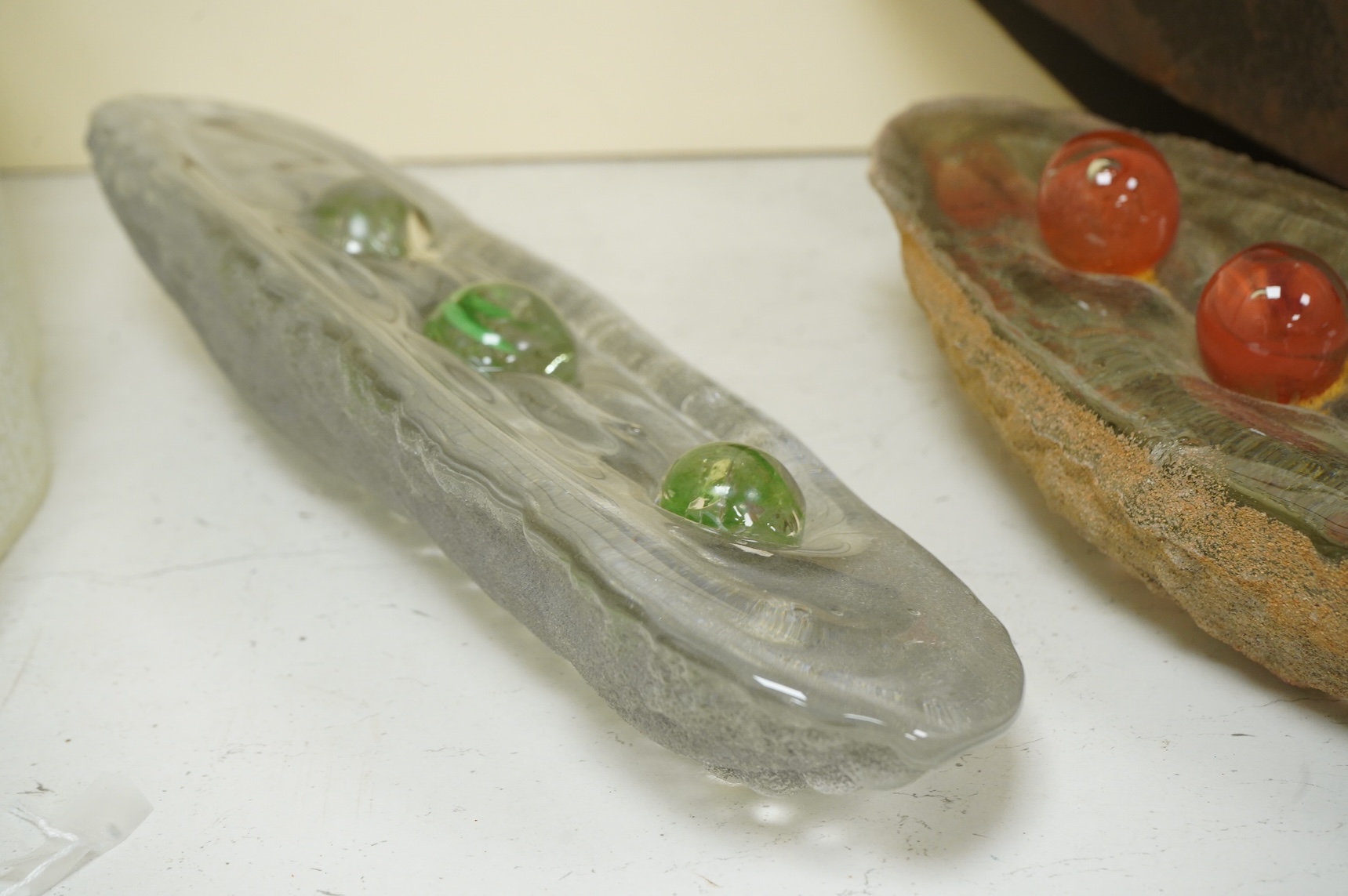 Jean-Marianne Spottiswoode, two contemporary glass sculptures, largest 48cm wide